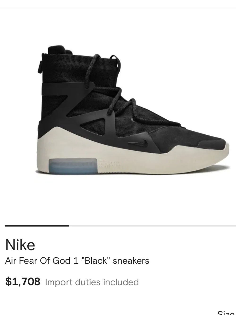 Nike
Air Fear Of God 1 "Black" sneakers. Size 7 Men’s, 8.5 Women’s. EUC